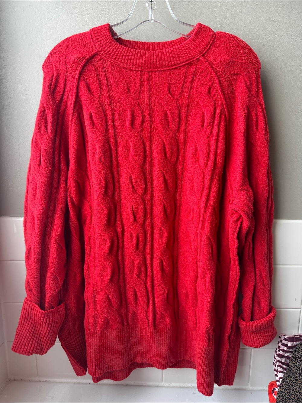 Aerie Red Cable Knit Sweater